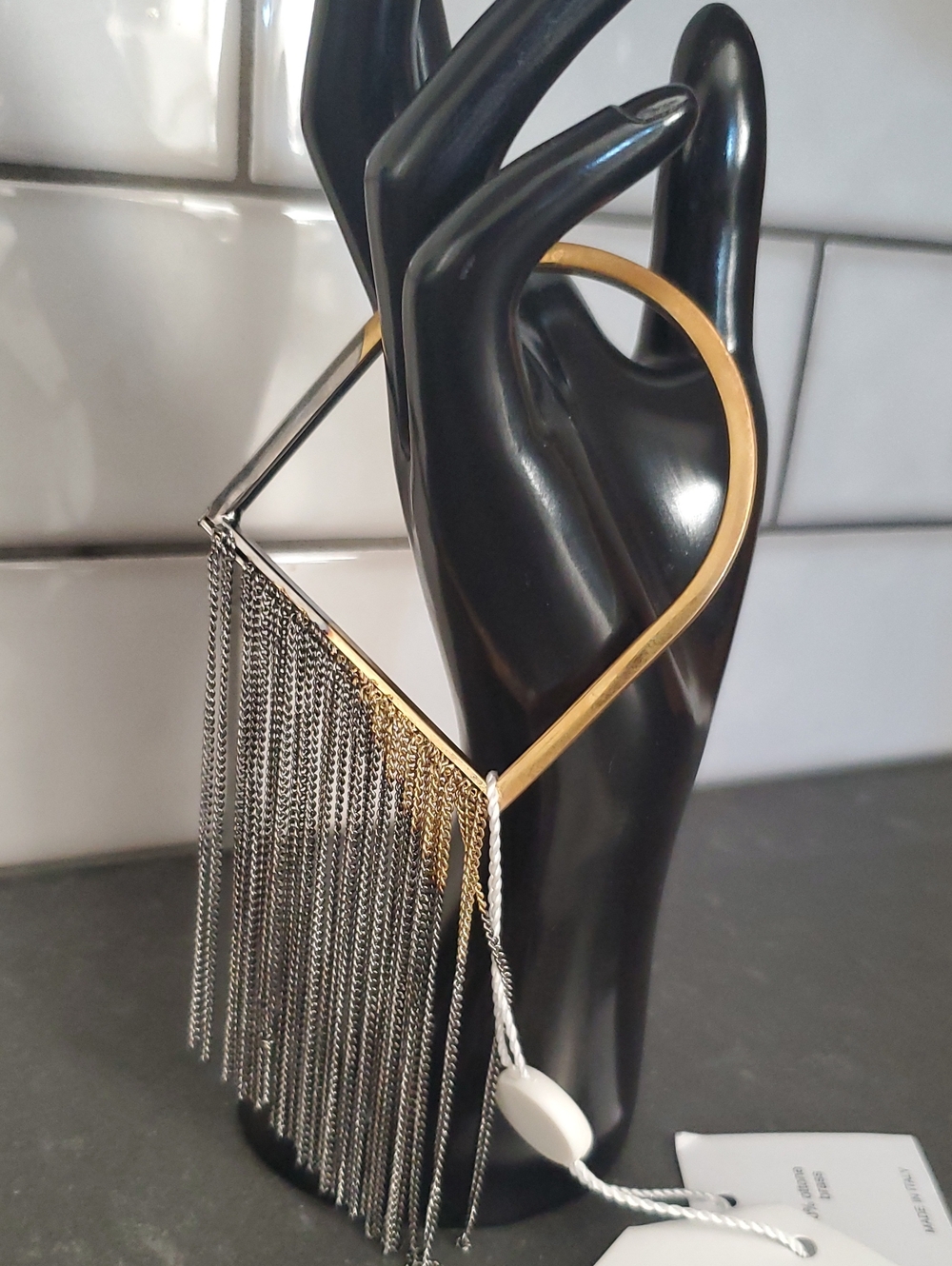 NWT MM6 Maison Martin Margiela Two-Tone Gold & Silver Chain Fringe Bracelet